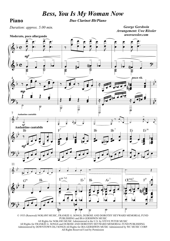 Bess, You Is My Woman (arr. Uwe Roessler Rössler Rassler)