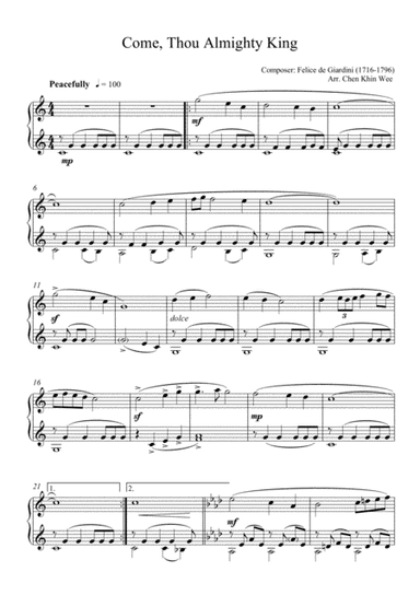 Come, Thou Almighty King (piano solo) (arr. KW Chen)