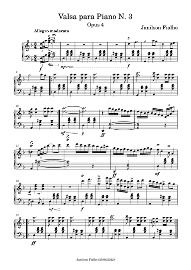 Valsa para Piano N 3, Opus 4