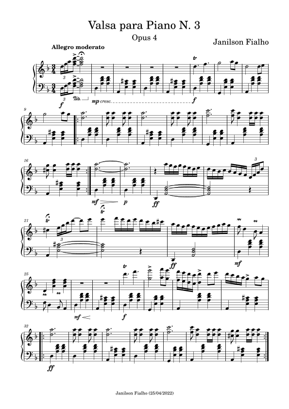 Valsa para Piano N 3, Opus 4