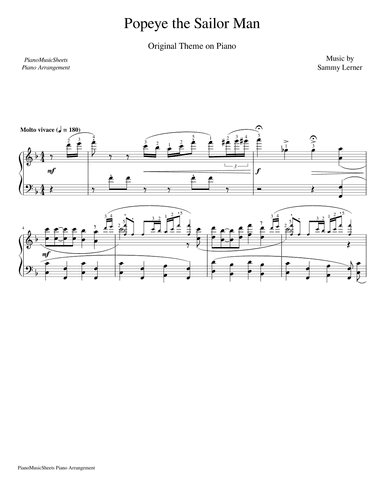 I'm Popeye The Sailor Man (arr. PianoMusicSheets)