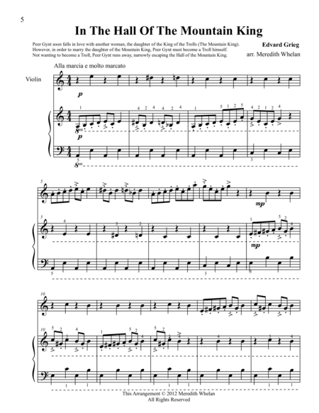 Classical Duets for Violin & Piano:  6 Selections from Peer Gynt (arr. Meredith Whelan)
