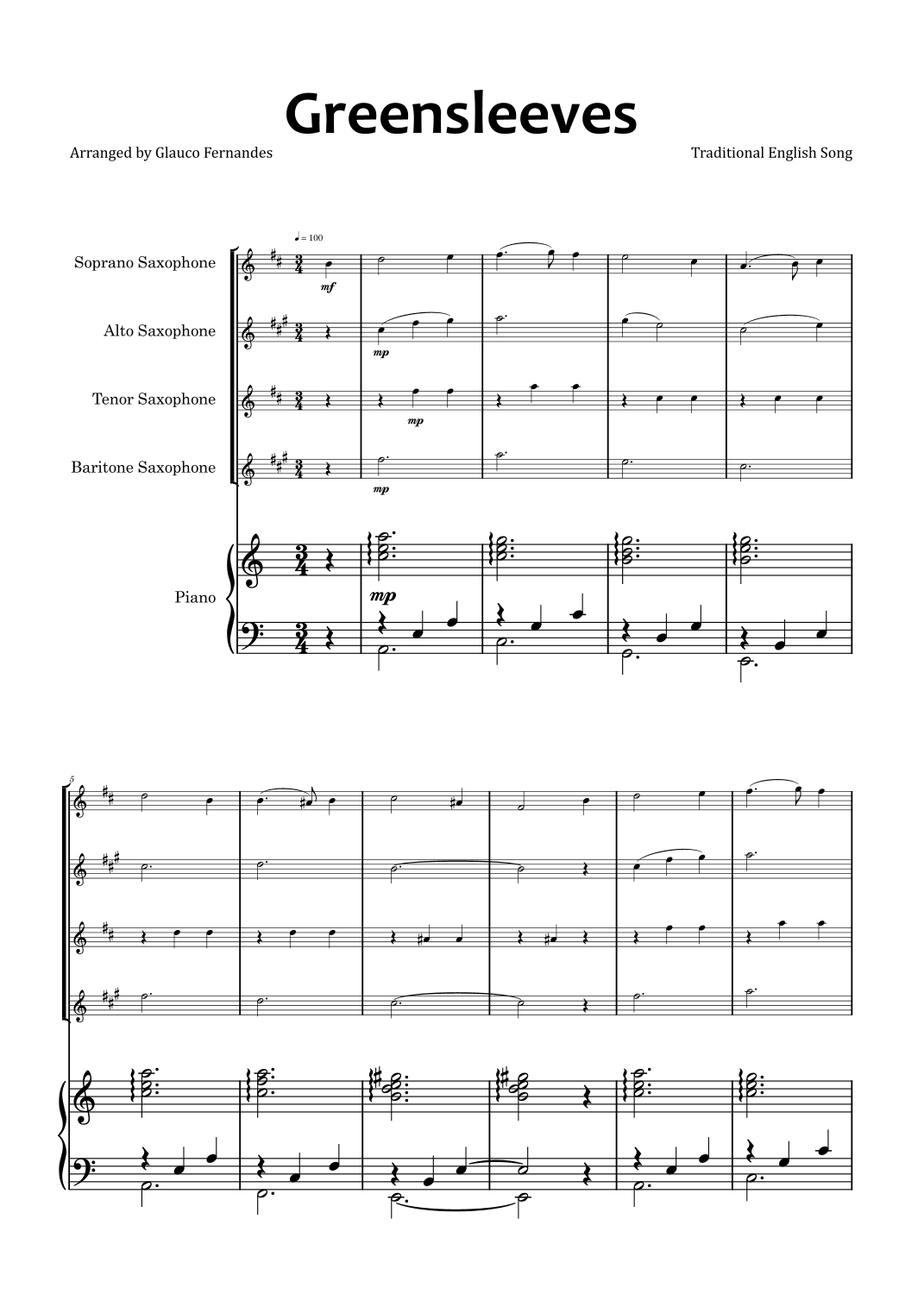 Greensleeves (arr. Glauco Fernandes)