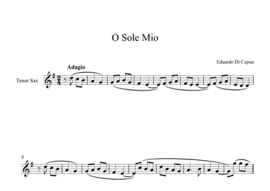 O Sole Mio - Eduardo Di Capua (Tenor Sax) (arr. Digital Book Music)