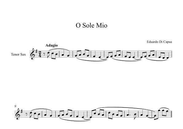 O Sole Mio - Eduardo Di Capua (Tenor Sax) (arr. Digital Book Music)