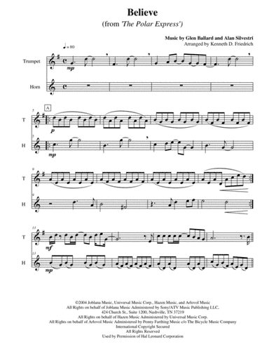 Believe (arr. Kenneth D. Friedrich)