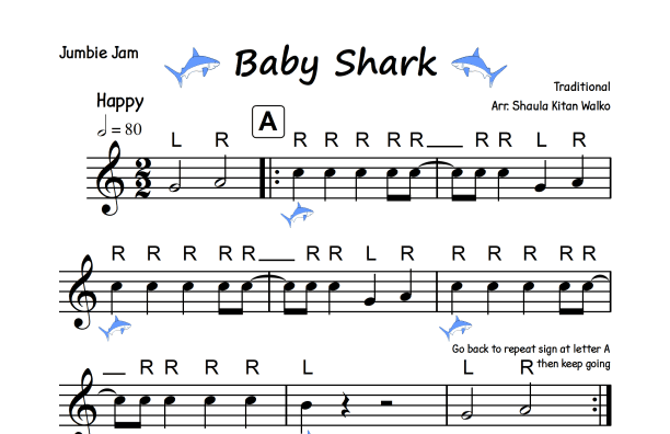Baby Shark with Big Notes – Individual Part (arr. Shaula Kitan Walko)
