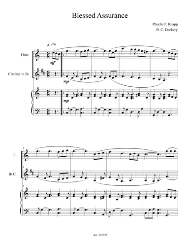 Blessed Assurance (Flute and Clarinet Duet with Piano Accompaniment) (arr. B. C. Dockery)