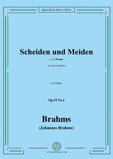 Brahms-Scheiden und Meiden,Op.19 No.2,from 5 Poems,in d minor (arr. Open Cloud)