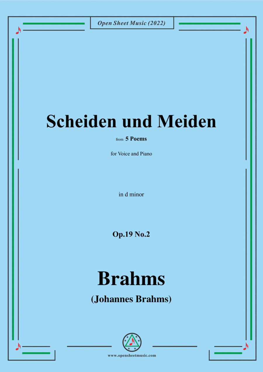 Brahms-Scheiden und Meiden,Op.19 No.2,from 5 Poems,in d minor (arr. Open Cloud)