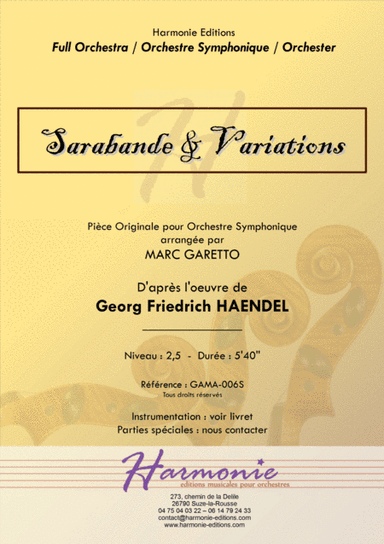 Sarabande & Variations - Georg Friedrich Haendel - Barry Lyndon Soundtrack for Full Orchestra (or St (arr. Marc GARETTO)