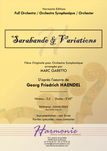 Sarabande & Variations - Georg Friedrich Haendel - Barry Lyndon Soundtrack for Full Orchestra (or St (arr. Marc GARETTO)