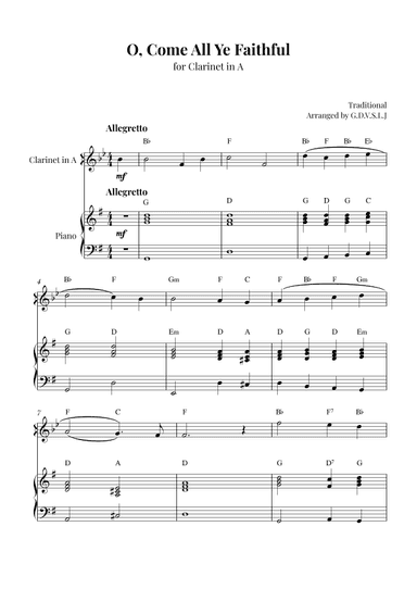 O, Come All Ye Faithful (arr. G.D.V.S.L.J)
