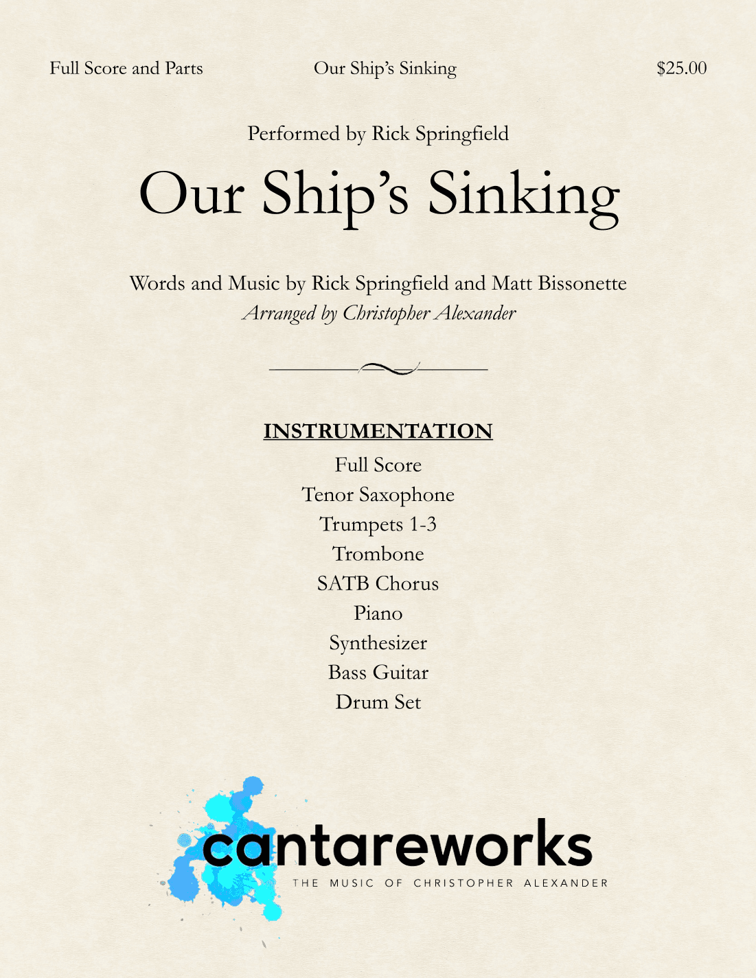 Our Ship S Sinking (arr. Christopher Alexander)