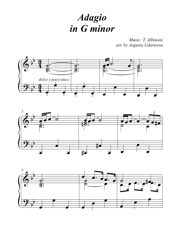 Adagio in G minor Medium (arr. Avgusta Udartseva)