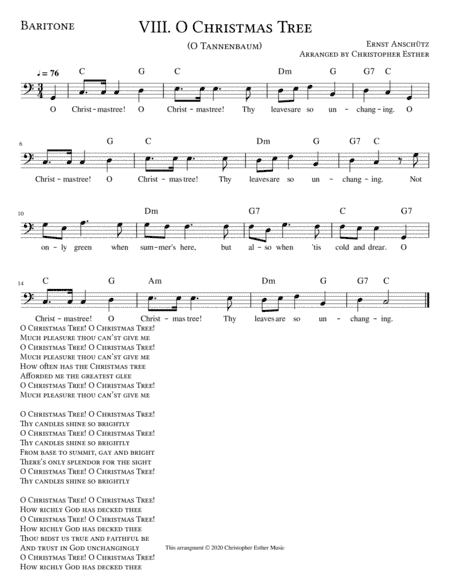 O Christmas Tree for Baritone Voice (arr. Christopher Esther)
