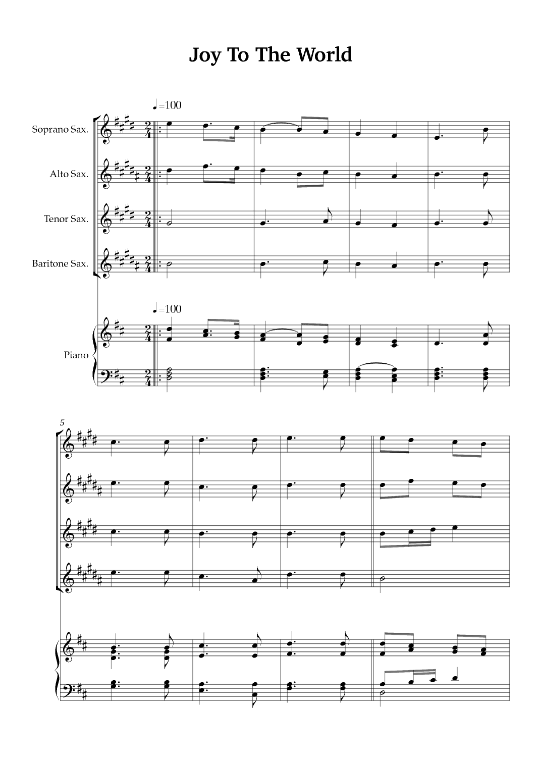 Joy To The World (arr. Karen Gueiros)