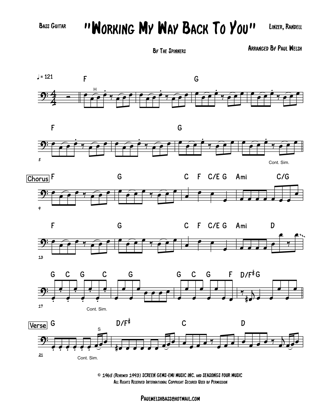 Workin' My Way Back To You (arr. P Welsh)