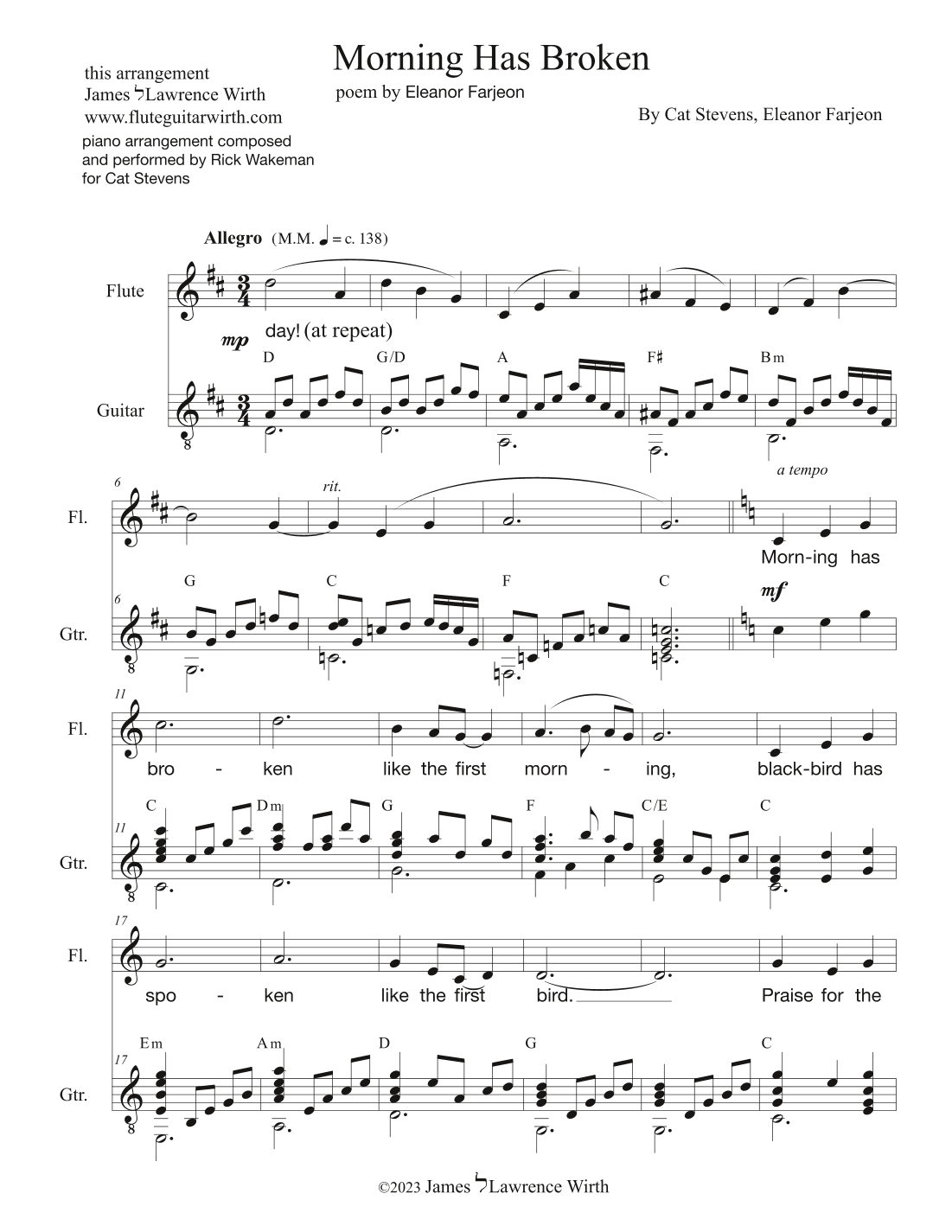 Morning Has Broken (arr. James Lawrence Wirth)