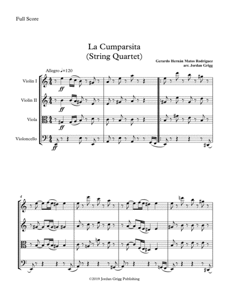 La Cumparsita (String Quartet) (arr. Jordan Grigg)