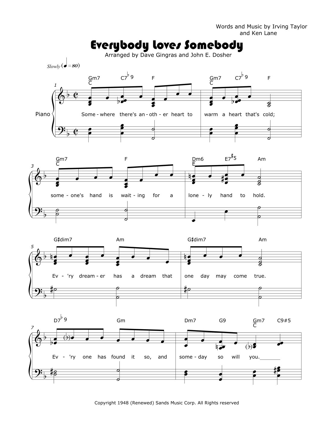 Everybody Loves Somebody (arr. Dave Gingras and John E. Dosher)