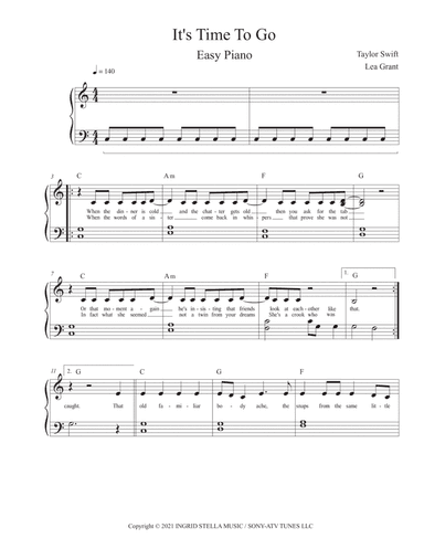 It's Time To Go (arr. Lea Grant)