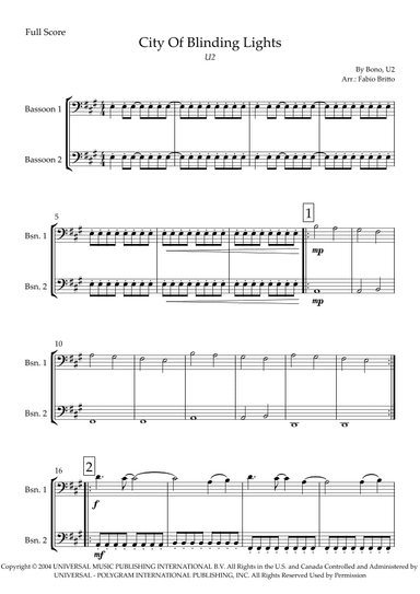 City Of Blinding Lights (arr. Fabio Britto)