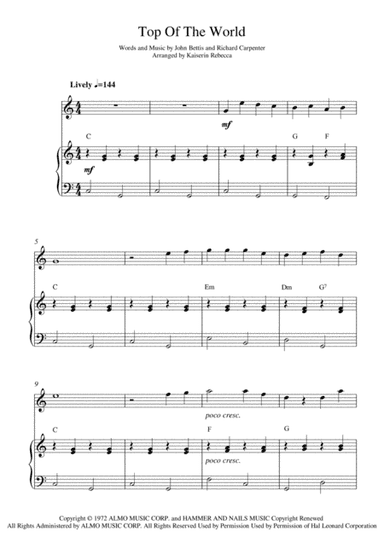 Top Of The World (arr. Kaiserin Rebecca)