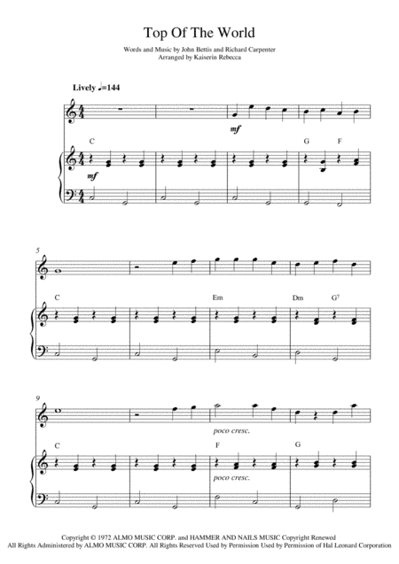 Top Of The World (arr. Kaiserin Rebecca)