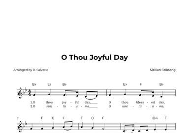 O Thou Joyful Day (Key of B-Flat Major) (arr. R. Salvario)