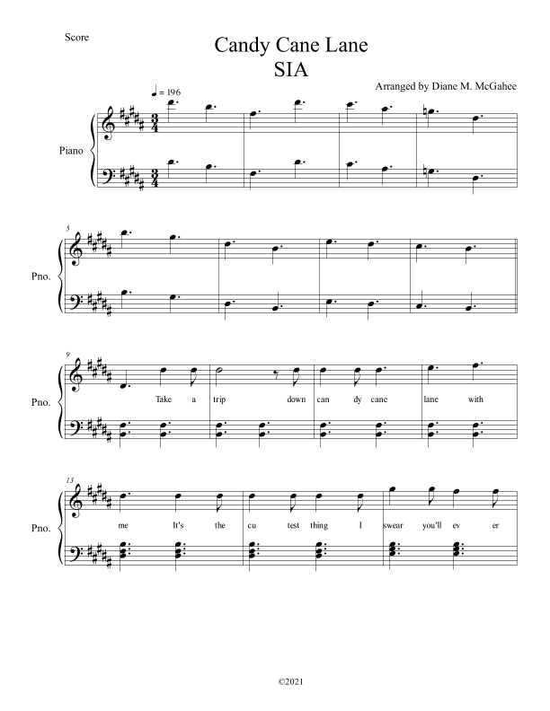 Candy Cane Lane (arr. Arranged by Diane M. McGahee)