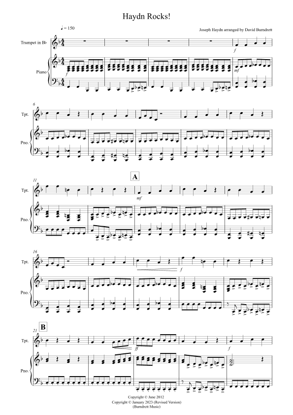 Haydn Rocks! for Trumpet and Piano (arr. David Burndrett)