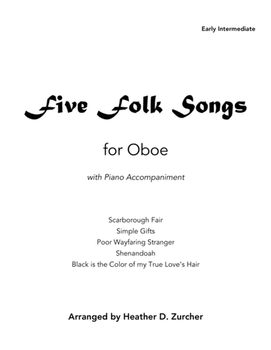 Five Folk Songs for Oboe (arr. Heather D. Zurcher)