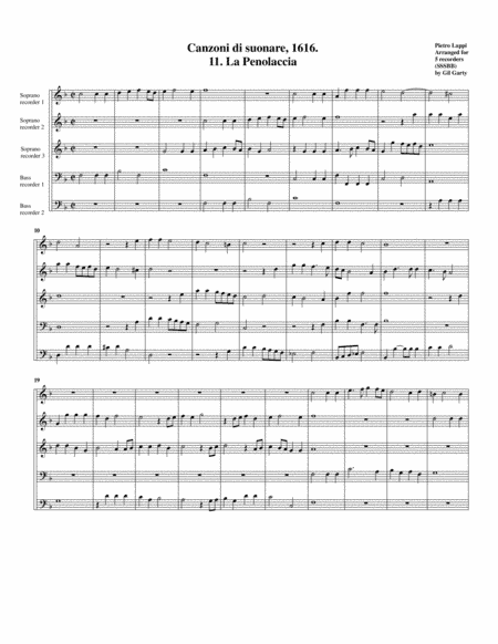 La Penolaccia a5 (Canzoni da suonare,1616, no.11) (arrangement for 5 recorders) (arr. Gil Garty)