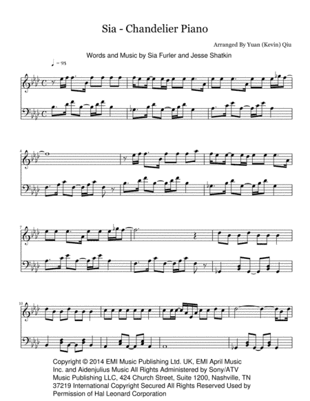 Chandelier (arr. Yuan (Kevin) Qiu)