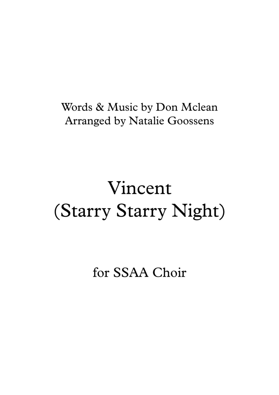 Vincent (starry Starry Night) (arr. Natalie Goossens)