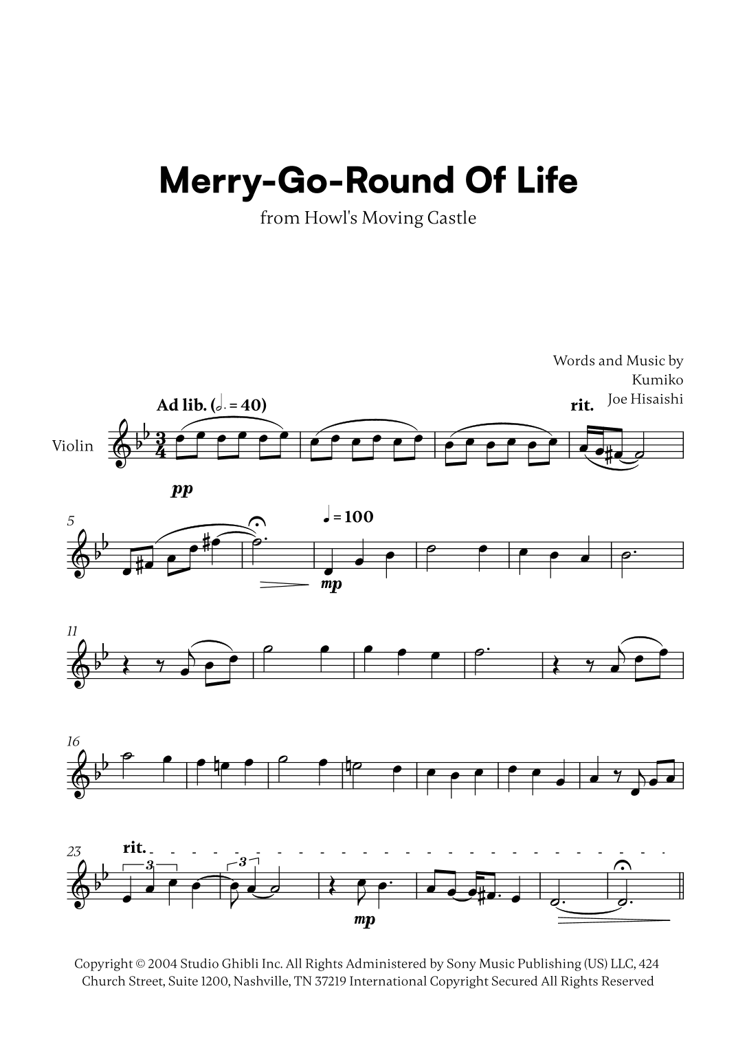 Merry-go-round Of Life (arr. Cadenza Editions)