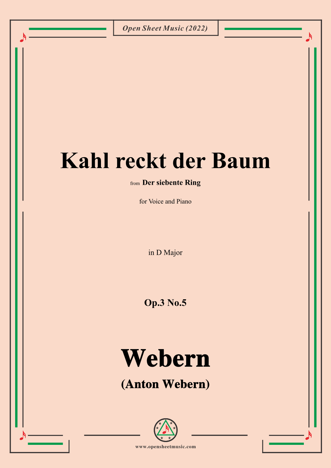 Webern-Kahl reckt der Baum,Op.3 No.5,in D Major (arr. OSM Press)
