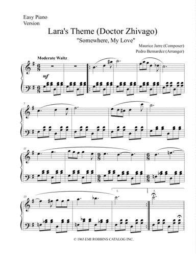 Lara's Theme From Doctor Zhivago (arr. Pedro Bernardez)