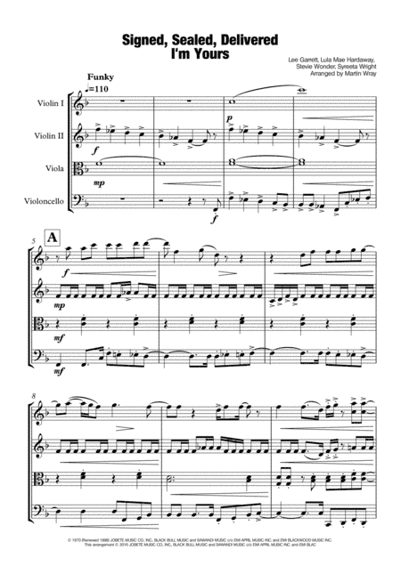 Signed, Sealed, Delivered I'm Yours (arr. Martin Wray)
