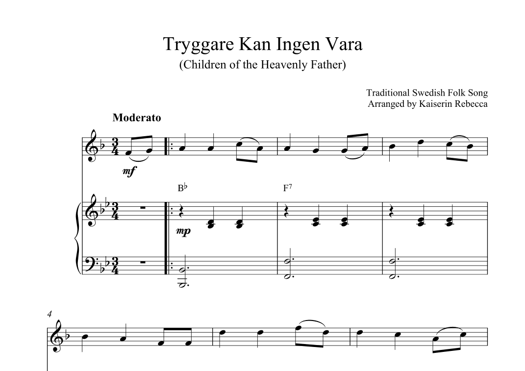 Tryggare Kan Ingen Vara (arr. Kaiserin Rebecca)