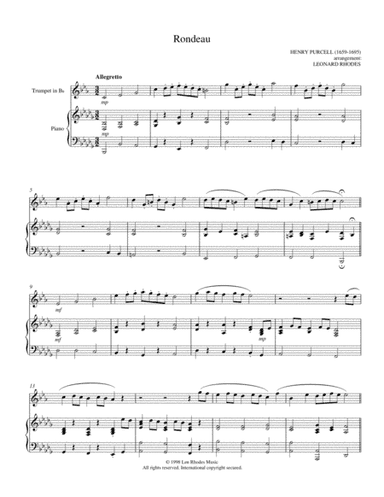 Purcell - Rondeau, for Trumpet and Piano (arr. Len Rhodes)