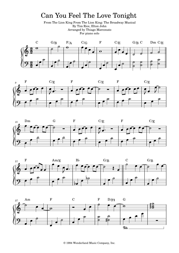 Can You Feel The Love Tonight (arr. Thiago Marconato)
