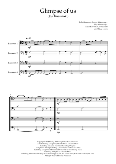 Glimpse Of Us (arr. Thiago Joseph)