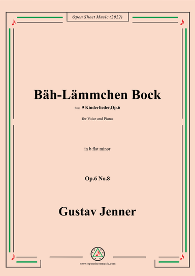 Jenner-Bäh-Lämmchen Bock,in b flat minor,Op.6 No.8 (arr. OSM Press)