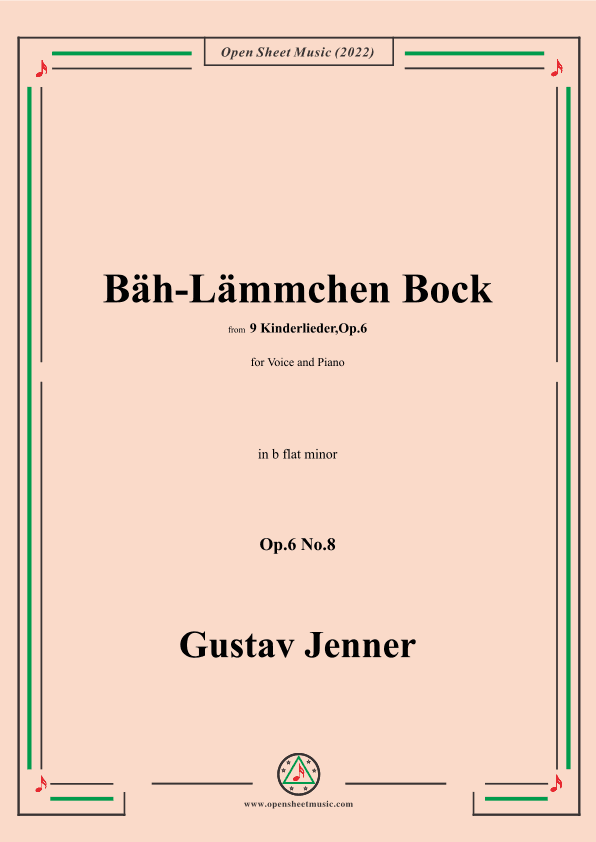 Jenner-Bäh-Lämmchen Bock,in b flat minor,Op.6 No.8 (arr. OSM Press)