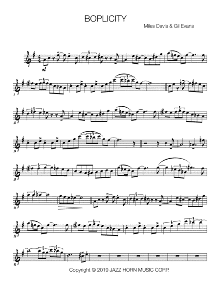 Boplicity (be Bop Lives) (arr. Anderson Quevedo)