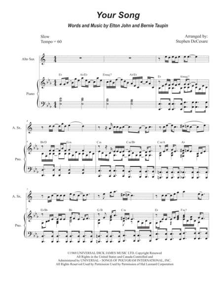 Your Song (arr. Stephen DeCesare)