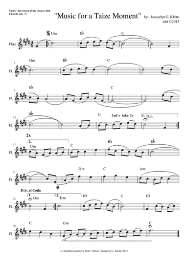 Music for a Taize Moment (NA Flute / TAB)