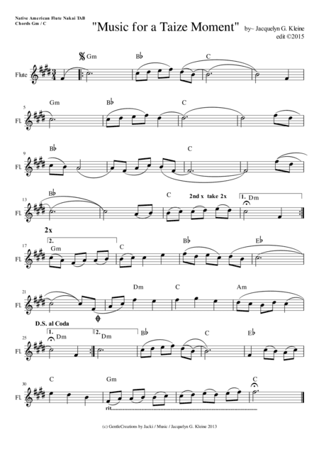 Music for a Taize Moment (NA Flute / TAB)